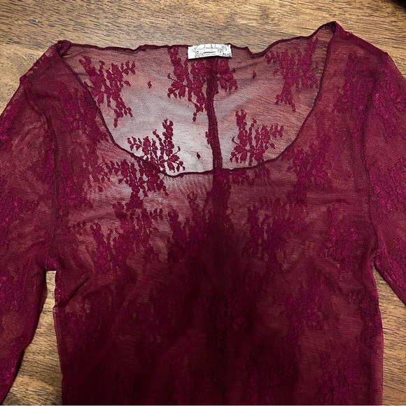 NWOT Free People Layered in Luxe Tee Burgundy Red Size Small Boho Coquette - Picture 4 of 10